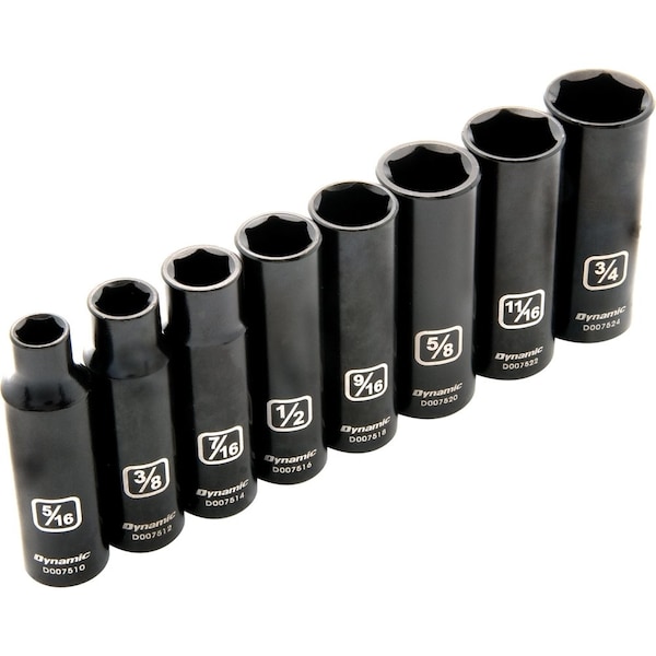Tools 3/8"Dr 8Pcs 6 Point SAE, Deep Impact Socket Set, 5/16" - 3/4"